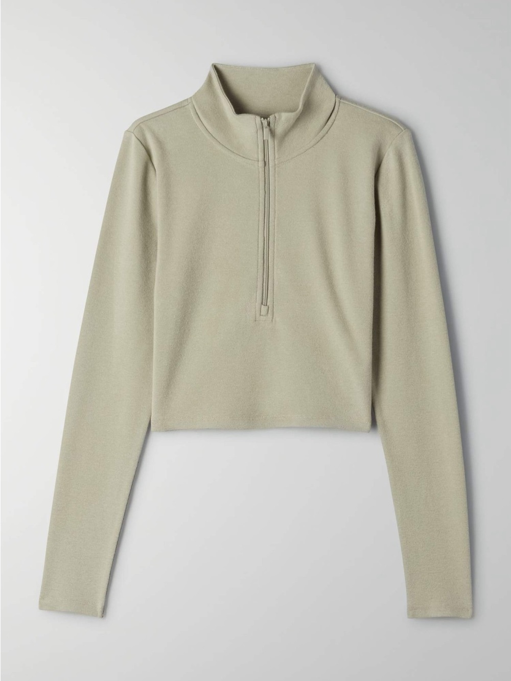 Sunday Best Sage Green Cropped Quarter-Zip Top